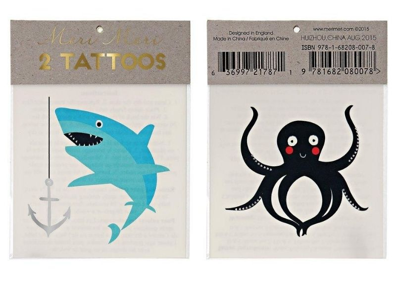 Acheter Planches de tatouages temporaires - requin et pieuvre - 3,79 € en ligne sur La Petite Epicerie - Loisirs créatifs