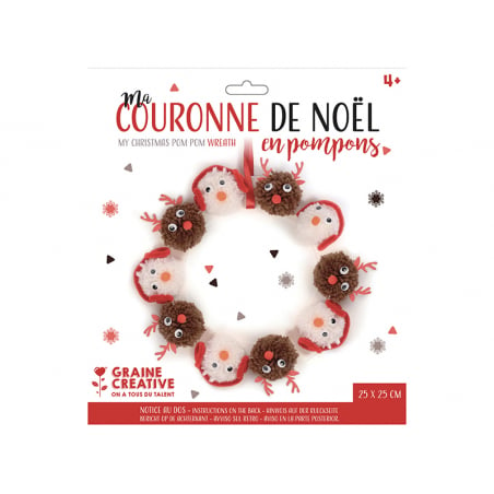 Acheter Kit couronne Noël pompons - Graine créative - 10,99 € en ligne sur La Petite Epicerie - Loisirs créatifs