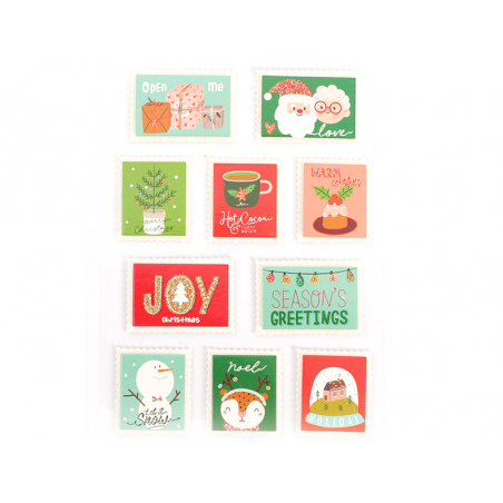 Acheter 10 stickers timbres noël effet 3D glitter - 4,49 € en ligne sur La Petite Epicerie - Loisirs créatifs