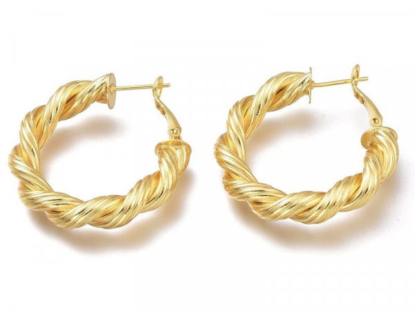 Acheter Boucles d'oreilles créoles torsadées - doré à l'or fin 18k - 37,5 mm - 9,99 € en ligne sur La Petite Epicerie - Loisi...