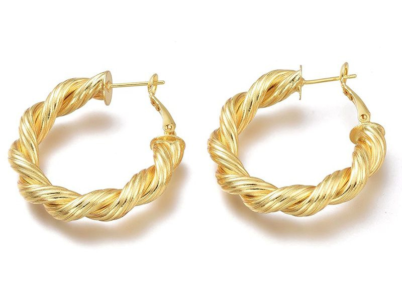 Acheter Boucles d'oreilles créoles torsadées - doré à l'or fin 18k - 37,5 mm - 9,99 € en ligne sur La Petite Epicerie - Loisi...