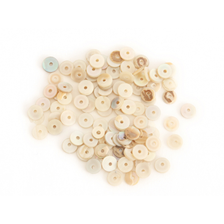 Acheter 100 perles heishi rondes nacrées - Coquillage naturel - 4,79 € en ligne sur La Petite Epicerie - Loisirs créatifs
