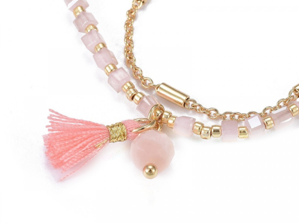 Acheter Bracelet nylon tressé réglable perles rocailles et miyuki - Rose et doré - 6,99 € en ligne sur La Petite Epicerie - L...