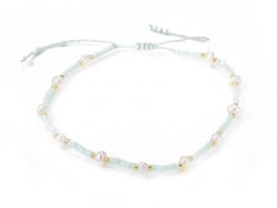 Acheter Bracelet nylon tressé réglable perles rocailles et miyuki - Vert d'eau et doré - 6,99 € en ligne sur La Petite Epicer...