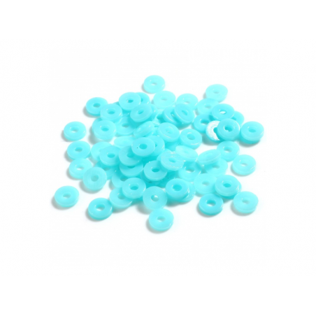 Acheter Boite de perles rondelles heishi en plastique 6 mm - Bleu cyan - 1,99 € en ligne sur La Petite Epicerie - Loisirs cré...