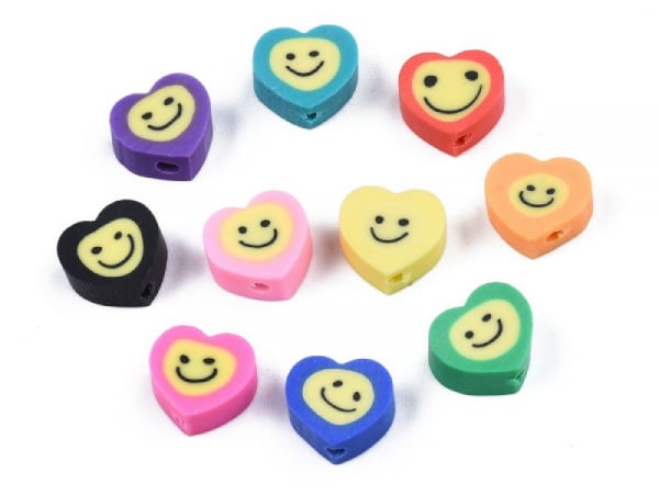 Acheter 20 perles en pâte polymère - smiley coeur - Multicolore - 1,89 € en ligne sur La Petite Epicerie - Loisirs créatifs