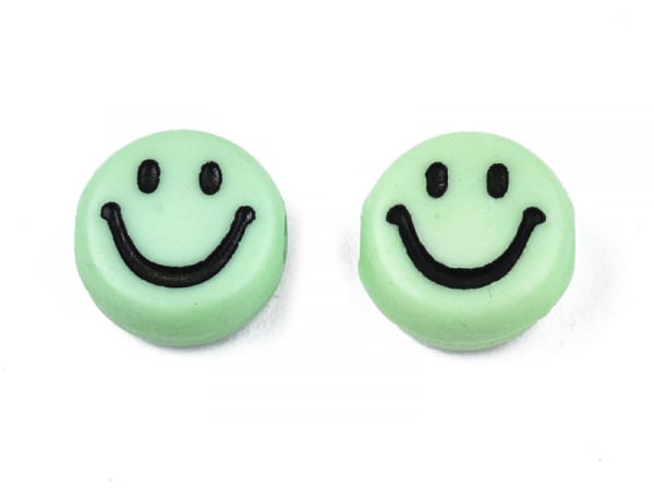 Acheter 20 perles smiley en acrylique opaque - Vert - 0,99 € en ligne sur La Petite Epicerie - Loisirs créatifs