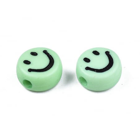 Acheter 20 perles smiley en acrylique opaque - Vert - 0,99 € en ligne sur La Petite Epicerie - Loisirs créatifs