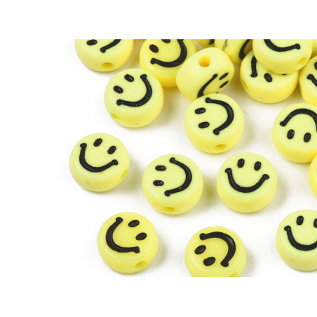 Acheter 20 perles smiley en acrylique opaque - Jaune - 0,99 € en ligne sur La Petite Epicerie - Loisirs créatifs