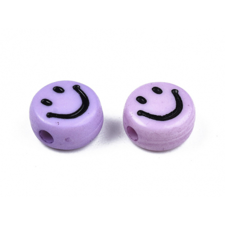 Acheter 20 perles smiley en acrylique opaque - Violet - 0,99 € en ligne sur La Petite Epicerie - Loisirs créatifs