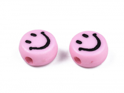 Acheter 20 perles smiley en acrylique opaque - Rose - 0,99 € en ligne sur La Petite Epicerie - Loisirs créatifs