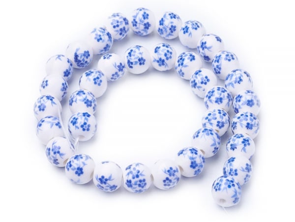 Acheter 10 perles en céramique imprimées fleurs - Bleu - 4,99 € en ligne sur La Petite Epicerie - Loisirs créatifs