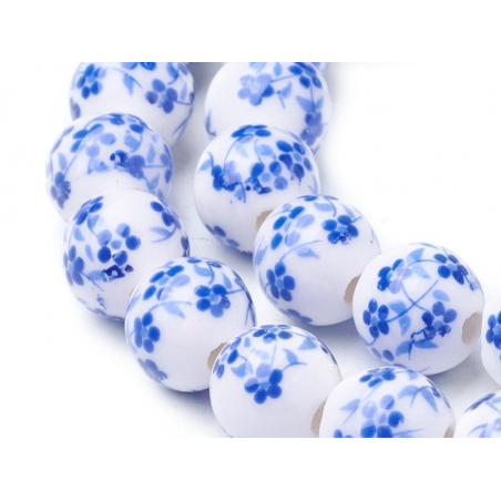 Acheter 10 perles en céramique imprimées fleurs - Bleu - 4,99 € en ligne sur La Petite Epicerie - Loisirs créatifs