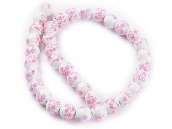 Acheter 10 perles en céramique imprimées fleurs - Rose - 4,99 € en ligne sur La Petite Epicerie - Loisirs créatifs