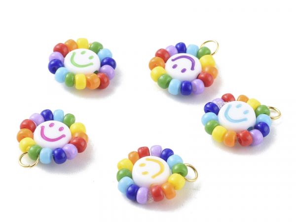Acheter 10 breloques smiley en perles de rocailles multicolores - 0,99 € en ligne sur La Petite Epicerie - Loisirs créatifs