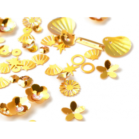Acheter Sequins irisés forme mixte - Orange et jaune - 1,49 € en ligne sur La Petite Epicerie - Loisirs créatifs