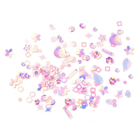 Acheter Sequins irisés forme mixte - Rose et violet - 1,49 € en ligne sur La Petite Epicerie - Loisirs créatifs