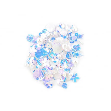 Acheter Sequins irisés forme mixte - Bleu et rose - 1,49 € en ligne sur La Petite Epicerie - Loisirs créatifs