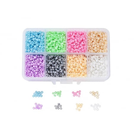 Acheter Boite d'assortiment de perles de rocaille - 8 couleurs - 12,99 € en ligne sur La Petite Epicerie - Loisirs créatifs
