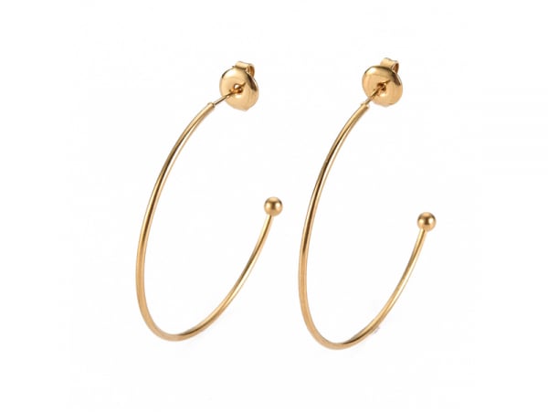 Acheter Boucles d'oreilles demi-créoles pour perles heishi - Doré à l'or fin 18k - 36 x 36 mm - 6,29 € en ligne sur La Petite...