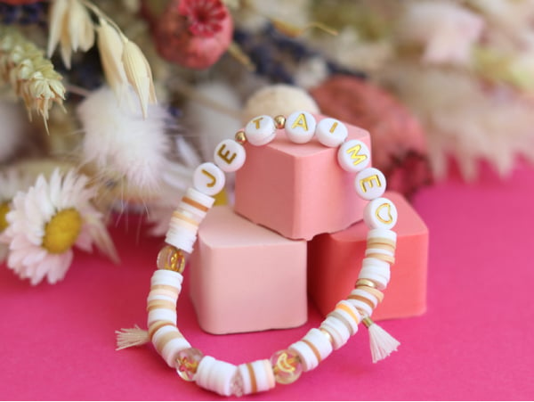 Bracelet perles heishi coeur doré - Bijoux Créative Perles