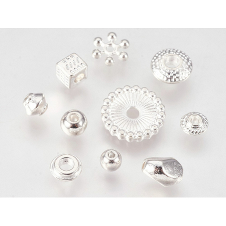 Acheter Lot de 10 grammes soit 40 pcs env. d'intercalaires argentés pour perles heishi - 2,49 € en ligne sur La Petite Epicer...