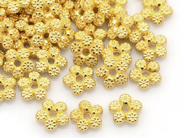 Acheter 20 perles fleurs intercalaires plates et dorées - 7 mm - 1,19 € en ligne sur La Petite Epicerie - Loisirs créatifs