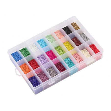 Acheter Boite de 24 couleurs de perles de rocailles ronde - 12/0 soit environ 2 mm de diam env. - 20,99 € en ligne sur La Pet...