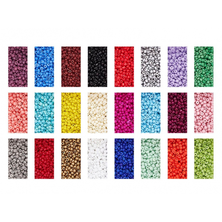 Acheter Boite de 24 couleurs de perles de rocailles rondes - 8/0 soit environ 3 mm de diam. - 22,99 € en ligne sur La Petite ...