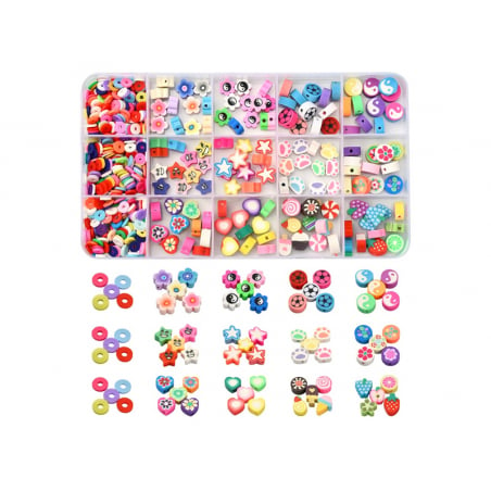 Acheter Boite de 15 styles de perles en pâte polymère - Multicolore - 15,49 € en ligne sur La Petite Epicerie - Loisirs créatifs