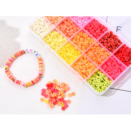 Acheter Boite de 15 couleurs de perles heishi - Couleur chaude - 11,99 € en ligne sur La Petite Epicerie - Loisirs créatifs