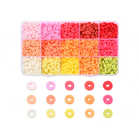 Acheter Boite de 15 couleurs de perles heishi - Couleur chaude - 11,99 € en ligne sur La Petite Epicerie - Loisirs créatifs