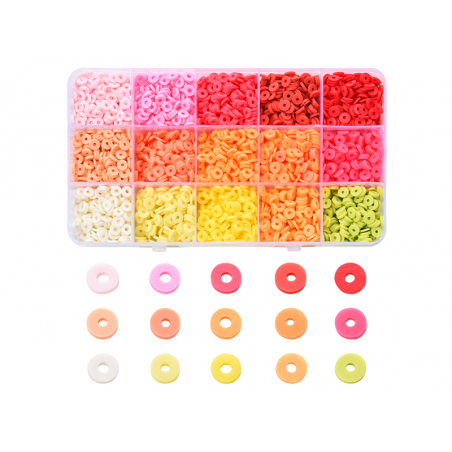 Acheter Boite de 15 couleurs de perles heishi - Couleur chaude - 11,99 € en ligne sur La Petite Epicerie - Loisirs créatifs