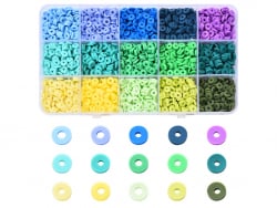 Acheter Boite de 15 couleurs de perles heishi - Couleur froide - 11,99 € en ligne sur La Petite Epicerie - Loisirs créatifs