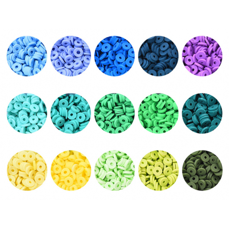 Acheter Boite de 15 couleurs de perles heishi - Couleur froide - 11,99 € en ligne sur La Petite Epicerie - Loisirs créatifs