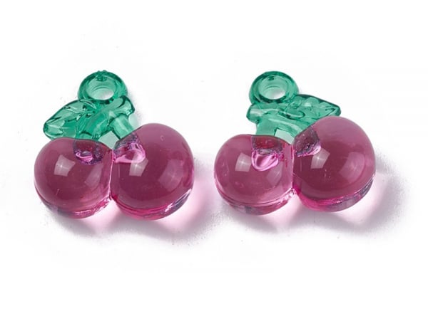 Acheter Pendentif cerise en acrylique transparent - Rose et vert - 1,29 € en ligne sur La Petite Epicerie - Loisirs créatifs