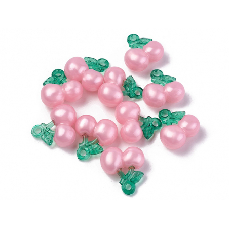 Acheter Pendentif cerise en acrylique - Rose et vert - 1,29 € en ligne sur La Petite Epicerie - Loisirs créatifs