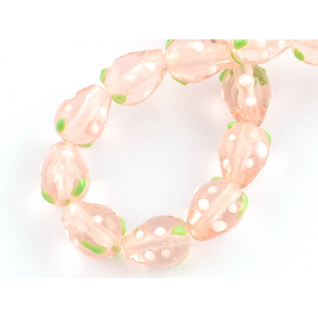 Acheter Perle fraise vernissé - Rose et blanc - 0,79 € en ligne sur La Petite Epicerie - Loisirs créatifs