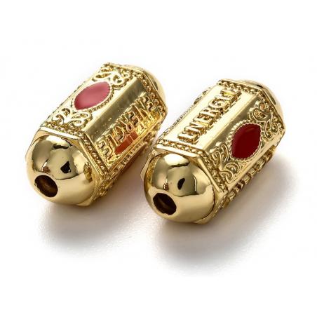 Acheter Perle rectangulaire style oriental rouge - Doré à l'or fin 18k - 19 mm - 7,99 € en ligne sur La Petite Epicerie - Loi...