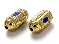 Acheter Perle rectangulaire style oriental bleu - Doré à l'or fin 18k - 19 mm - 7,99 € en ligne sur La Petite Epicerie - Lois...