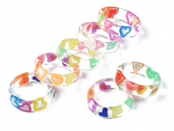 Acheter Bague en résine transparente - Coeur multicolore - 1,99 € en ligne sur La Petite Epicerie - Loisirs créatifs