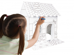 Acheter Maison en carton à monter soi-même avec gommettes et crayons - 18,99 € en ligne sur La Petite Epicerie - Loisirs créa...