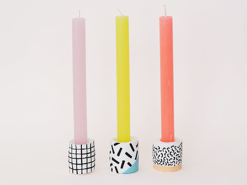 Les bougeoirs fimo Memphis
