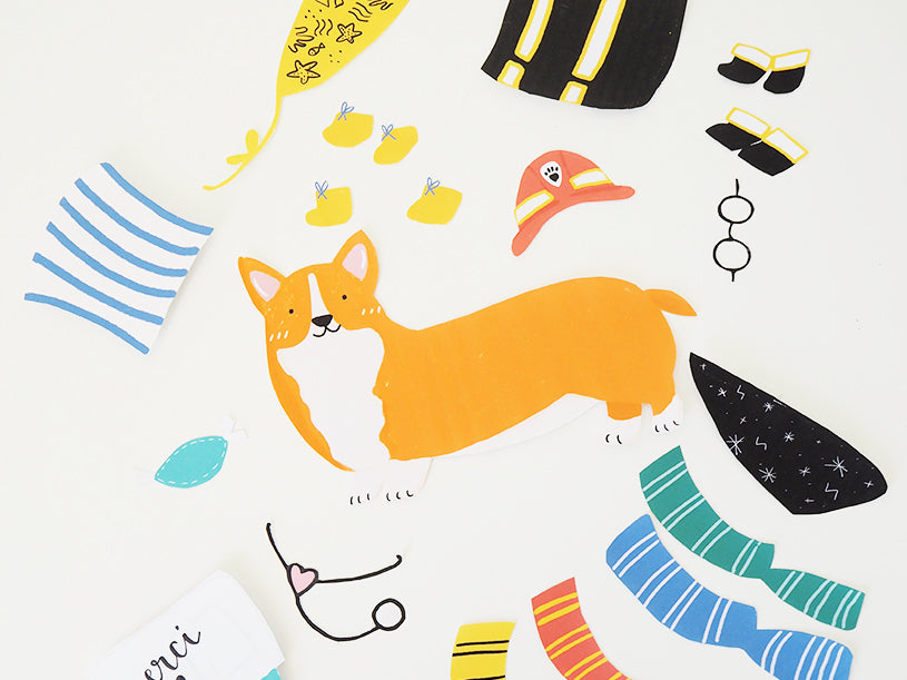 Le corgi en papier à habiller