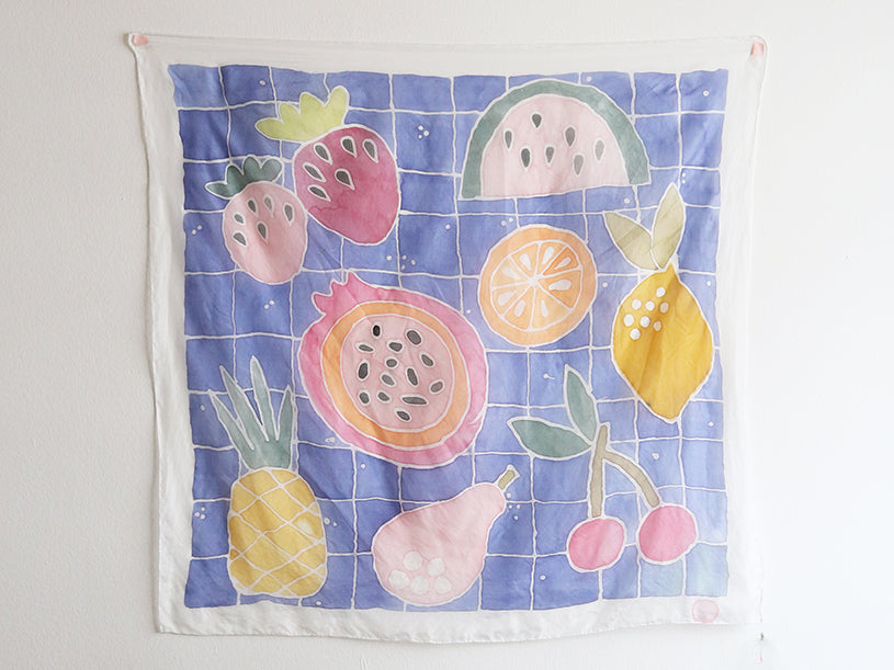 Les fruits en peinture sur soie