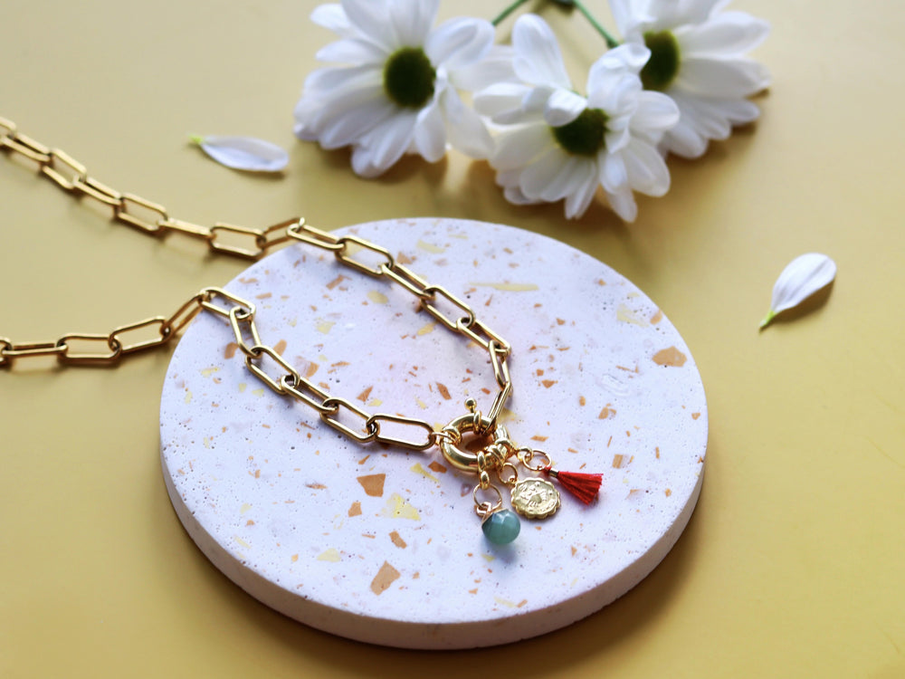 Ma parure : collier et bracelet en chaîne trombone