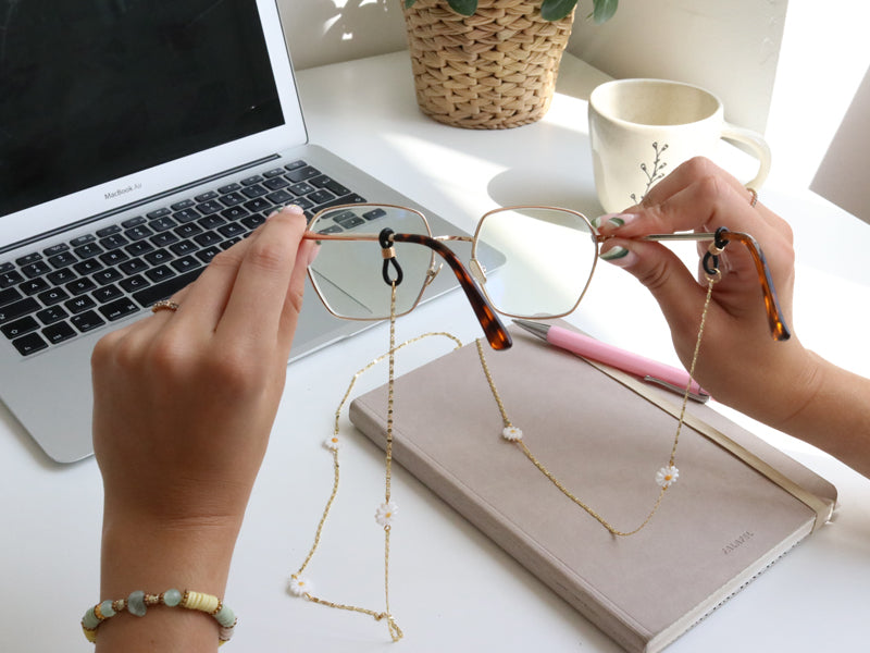 Ma chaîne de lunettes pâquerettes