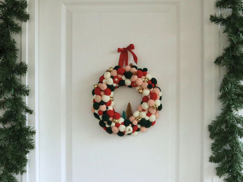Ma couronne de Noël en pompons