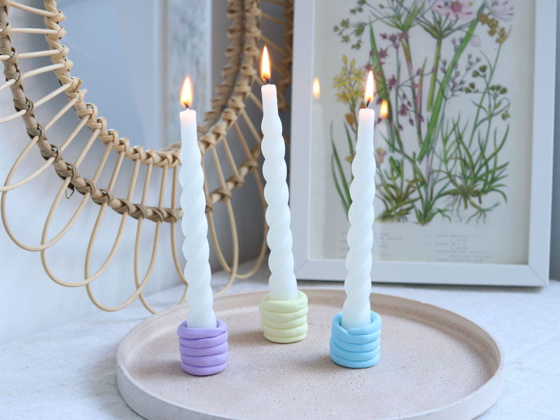 Les bougeoirs pastels en pâte Fimo