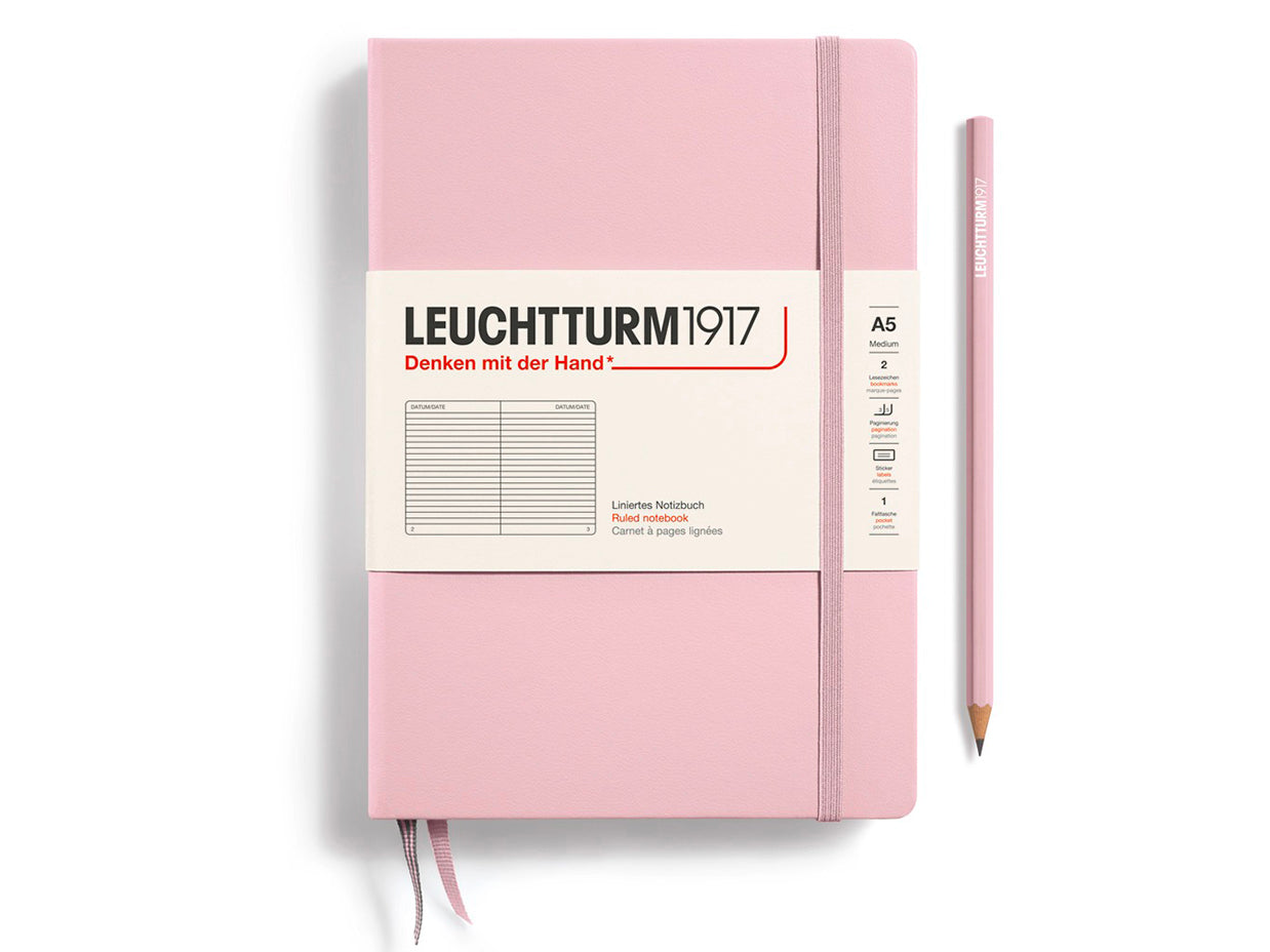 achat Carnet de notes Leuchtturm A5 à couverture rigide - rose poudre - pages lignées